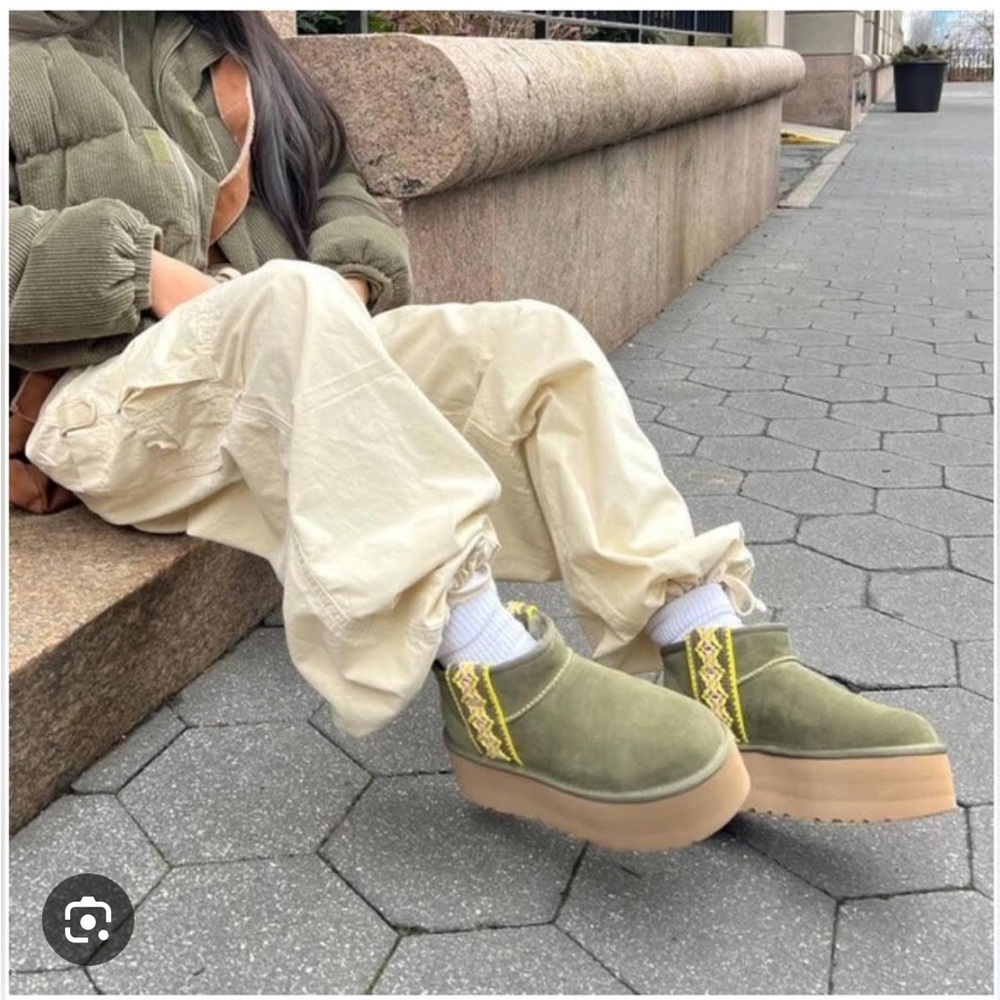 UGG Classic Ultra Mini Platform Olive Braid boots